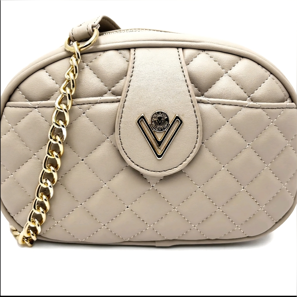 NWT Valentino Orlandi Quilted Tan Vegan Leather Crossbody
